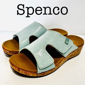 Spenco Blue Camille Wedge Slide Sandals Size 9